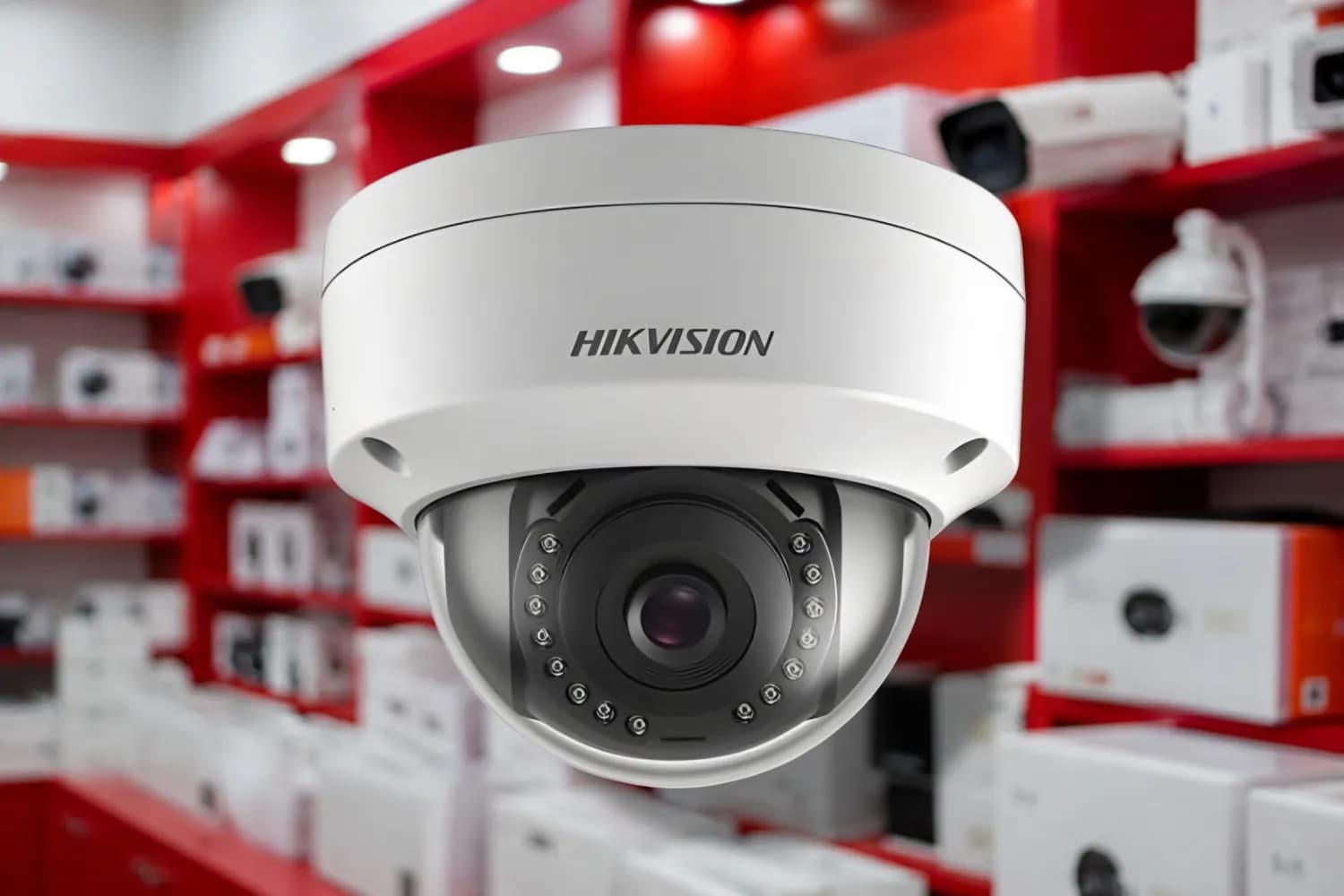 Security cameras and equipment on shelving